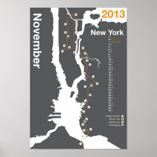 New York City Marathon Map Poster