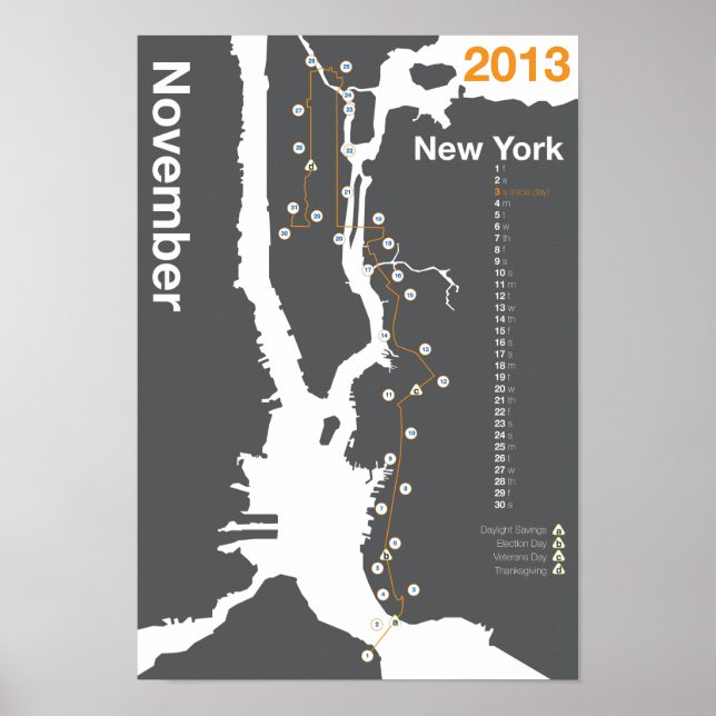New York City Marathon Map Poster (Front)