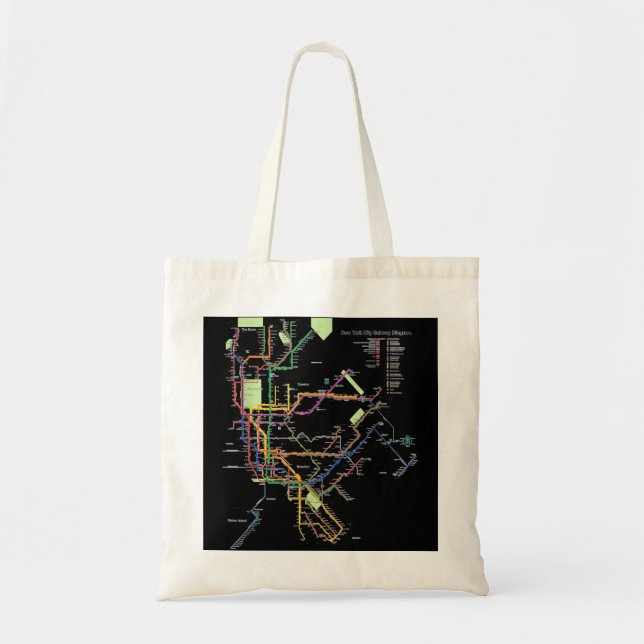 New York City Metro Subway Map Art I Heart NY Souv Tote Bag (Front)