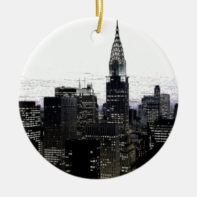 New York City Midtown Ceramic Tree Decoration (Front)