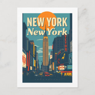 New York City Midtown Vintage Travel Art Postcard