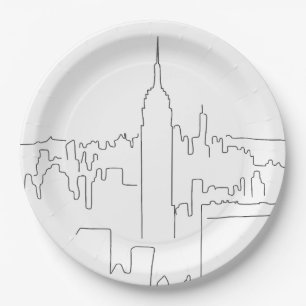 New York City Minimal Line Paper Plate