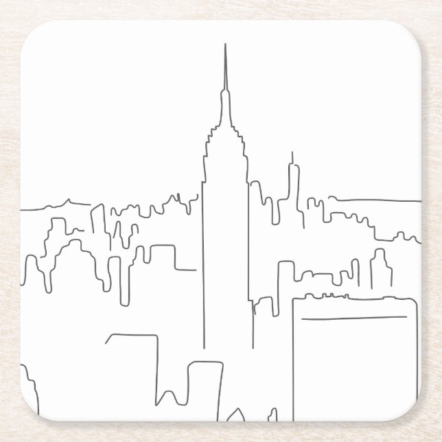 New York City Minimal Line Square Paper Coaster (Front)