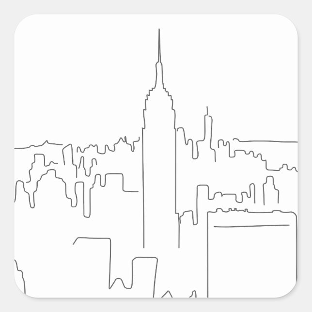 New York City Minimal Line Square Sticker (Front)
