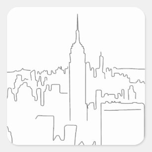 New York City Minimal Line Square Sticker