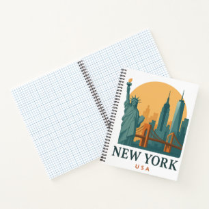 New York City Minimalist Vintage Travel  Notebook