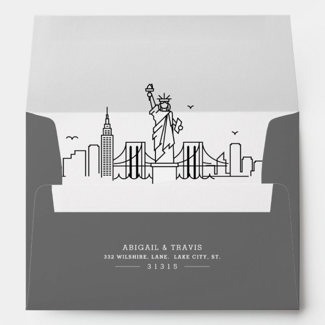 New York City Modern Deco | Skyline Reveal Envelope (Back (Bottom))