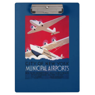 New York City Municipal Airport Vintage Poster Clipboard