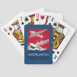 New York City Municipal Airport Vintage Poster Playing Cards