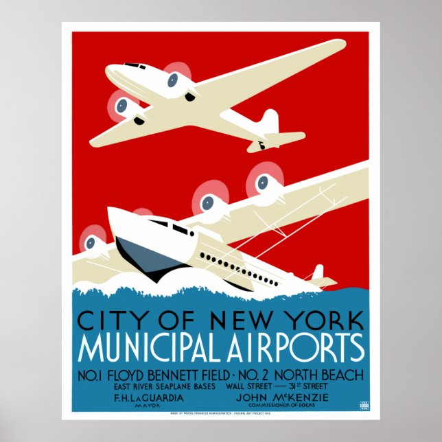 New York City Municipal Airports 1937 Poster (Front)