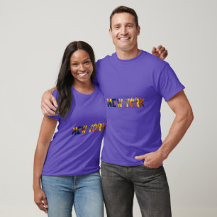 New York City Name Art with Skyline T-Shirt