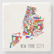 New York City Neighbourhoods Flags Map Coaster