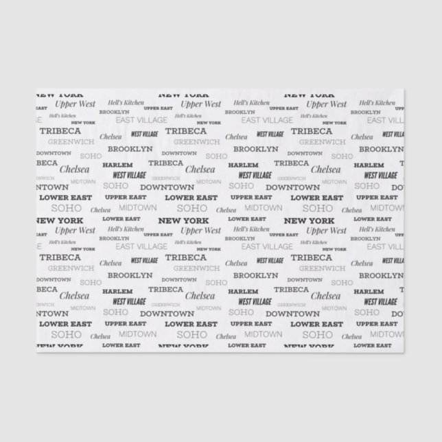New York City Neighbourhoods Tissue Paper (Front)