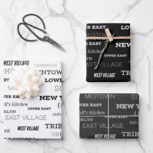 New York City Neighbourhoods Wrapping Paper Sheets