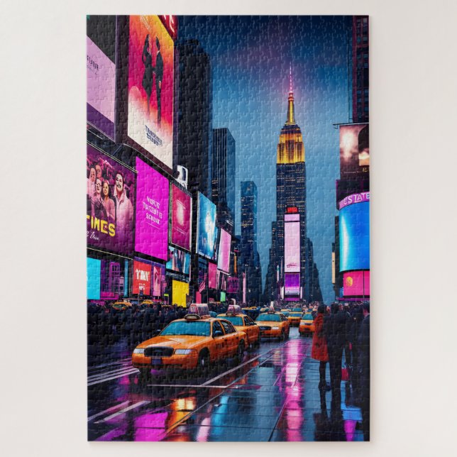 New York City Neon Cityscape Times Square Jigsaw Puzzle (Vertical)