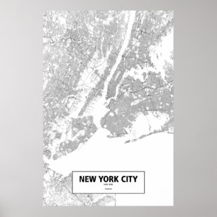 New York City, New York (black on white) Poster