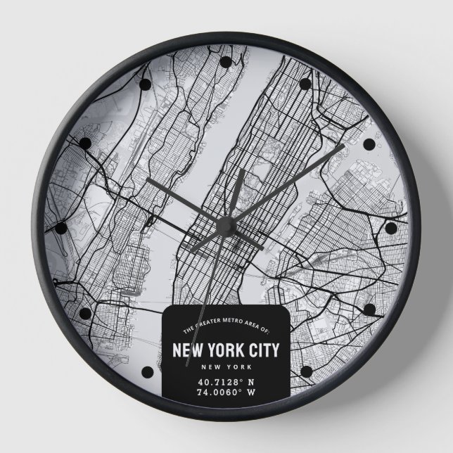 New York City, New York Map Clock (Front)