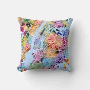 New York City New York Map Cushion