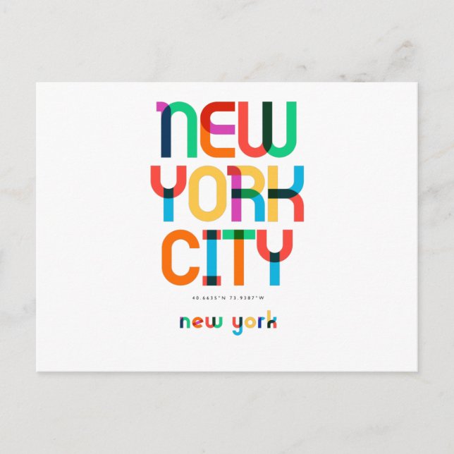 New York City New York Mid Century, Pop Art, Postcard (Front)