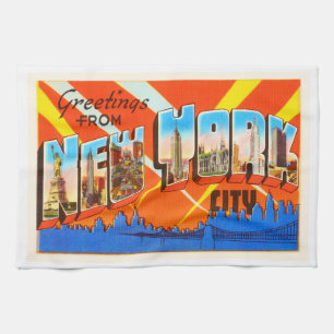 New York City New York NY Vintage Travel Souvenir Tea Towel