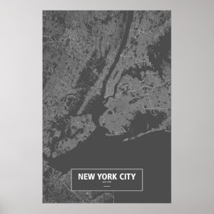 New York City, New York (white on black) Poster