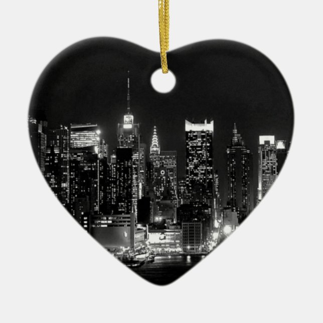 New York City Night Ceramic Tree Decoration (Front)
