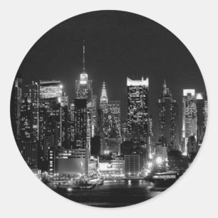 New York City Night Classic Round Sticker