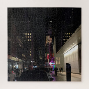 New York City Night Neon Lights Manhattan NYC Jigsaw Puzzle