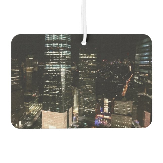 New York City Night NYC Manhattan Skyline Photo Car Air Freshener (Front)