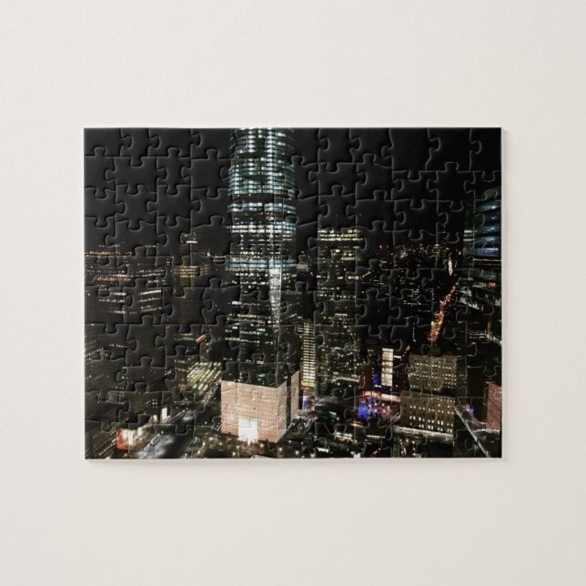 New York City Night NYC Manhattan Skyline Photo Jigsaw Puzzle (Horizontal)