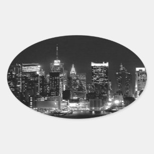 New York City Night Oval Sticker