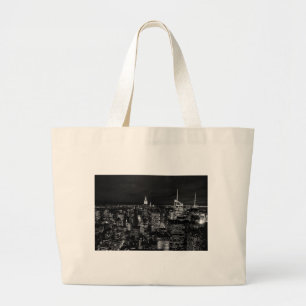 New York City Night Skyline Large Tote Bag