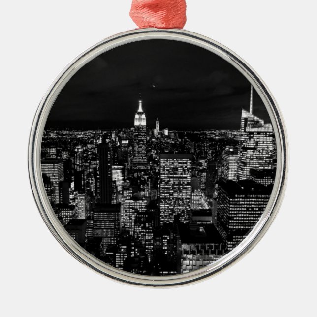 New York City Night Skyline Metal Tree Decoration (Front)
