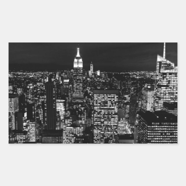 New York City Night Skyline Rectangular Sticker (Front)