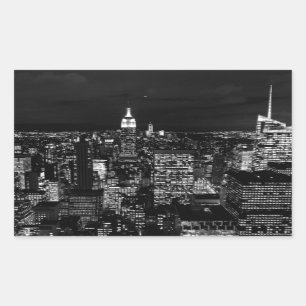 New York City Night Skyline Rectangular Sticker