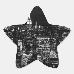 New York City Night Skyline Star Sticker
