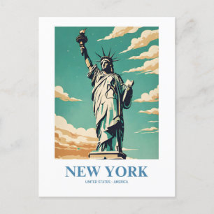 New York City Nostalgic Travel Art Postcard