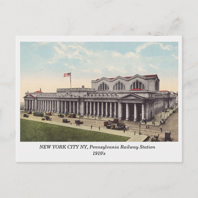 New York City NY, Pennsylvania Railway Station Postcard (Front)