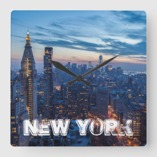 New York City, NY, USA Square Wall Clock