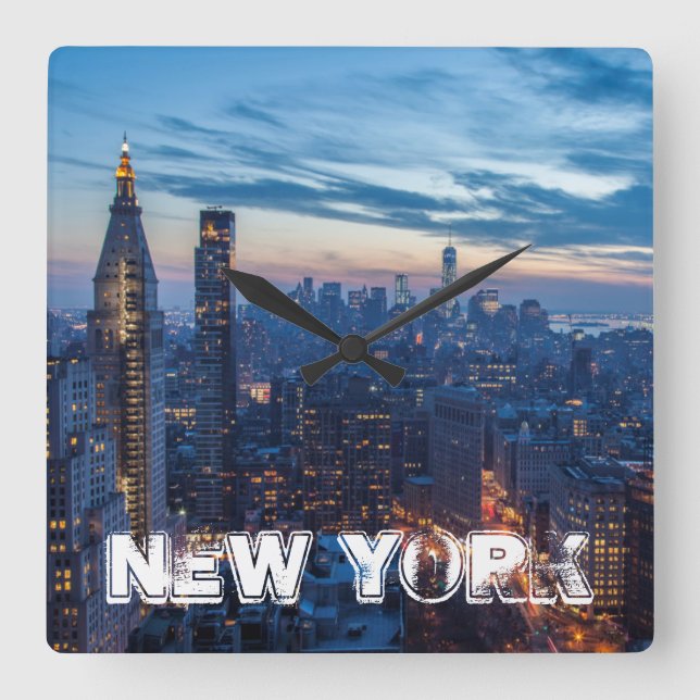 New York City, NY, USA Square Wall Clock (Front)