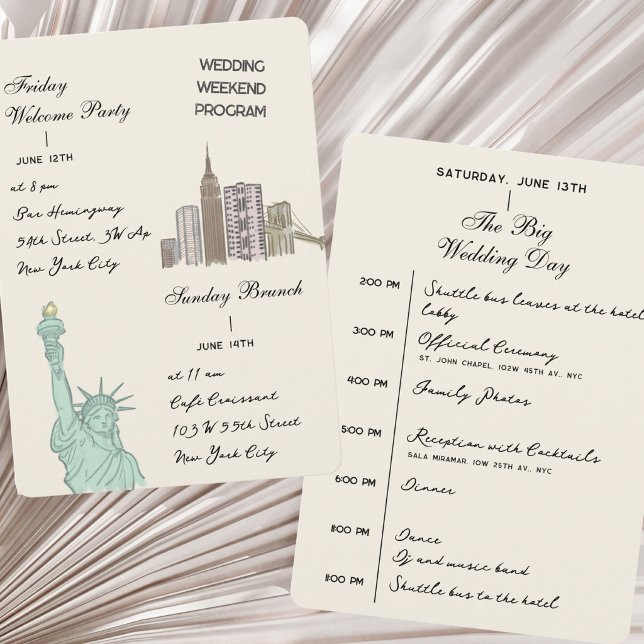 New York City NY Wedding Itinerary weekend Program Programme (Creator Uploaded)
