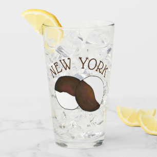 New York City NYC Black-and-White Cookie Glass