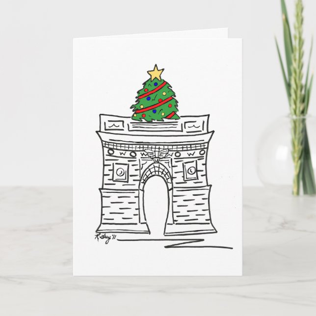 New York City NYC Christmas Tree Washington Square Holiday Card (Front)