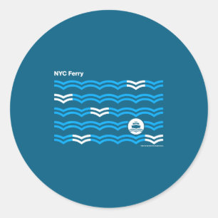 New York City Nyc Ferry Waves Swea _1 Classic Round Sticker