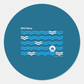New York City Nyc Ferry Waves Swea _1  Classic Round Sticker