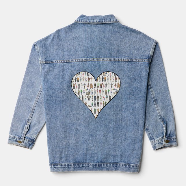 New York City NYC Five Boroughs Heart People Denim Jacket (Back)