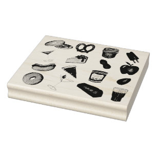 New York City NYC Foods Pizza Bagel Lox Cheesecake Rubber Stamp