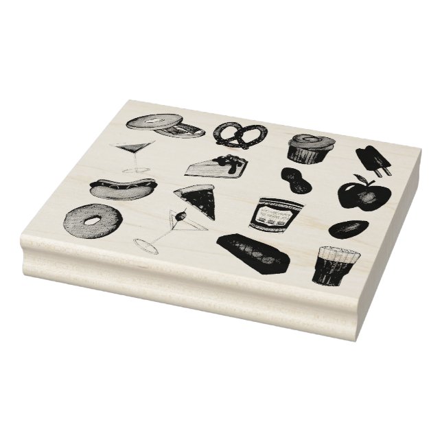 New York City NYC Foods Pizza Bagel Lox Cheesecake Rubber Stamp (Stamp)