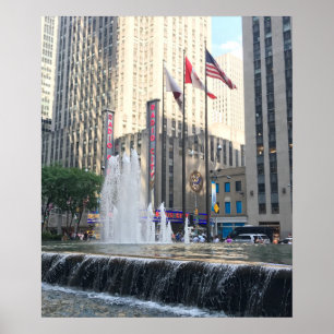 New York City NYC Fountain Sixth Avenue Photograph Poster