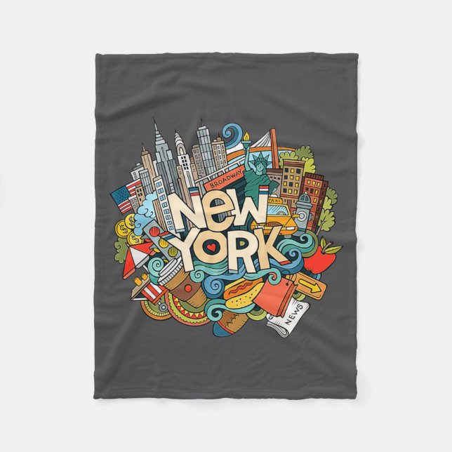 New York City Nyc Iconic Skyline Big Gift So _1  Fleece Blanket (Front)